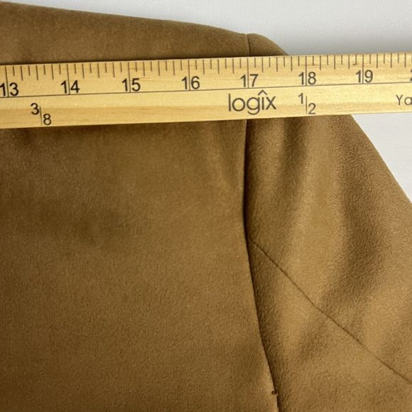 The Gallery By Hagger Vintage Caramel Suede Size 38 Coat Patch Pockets Vented - Picture 6 of 10